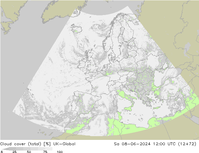 Cloud cover (total) UK-Global Sa 08.06.2024 12 UTC