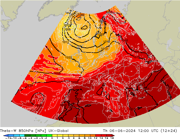 Theta-W 850hPa UK-Global gio 06.06.2024 12 UTC