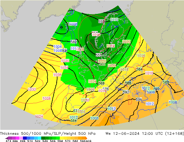 Thck 500-1000hPa UK-Global mer 12.06.2024 12 UTC