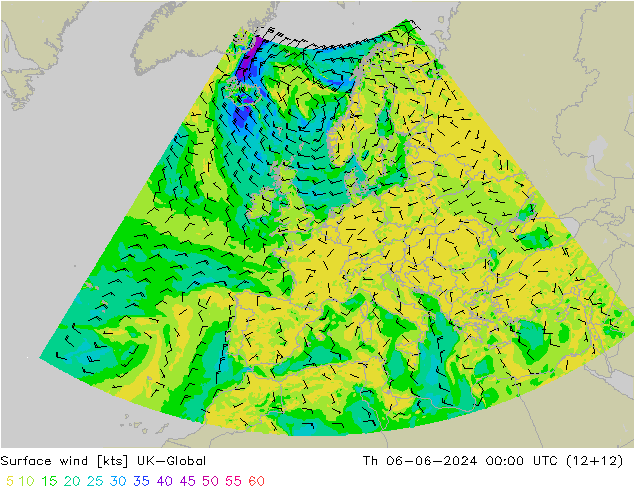 Vent 10 m UK-Global jeu 06.06.2024 00 UTC