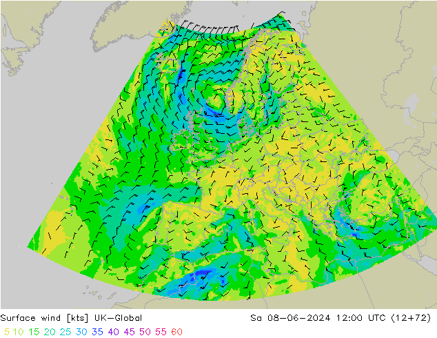 Surface wind UK-Global So 08.06.2024 12 UTC