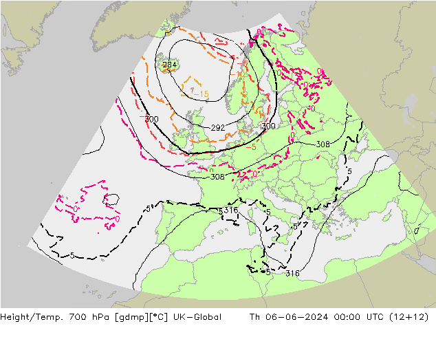 Yükseklik/Sıc. 700 hPa UK-Global Per 06.06.2024 00 UTC