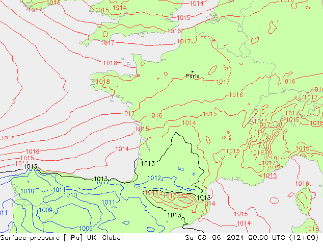 pressão do solo UK-Global Sáb 08.06.2024 00 UTC