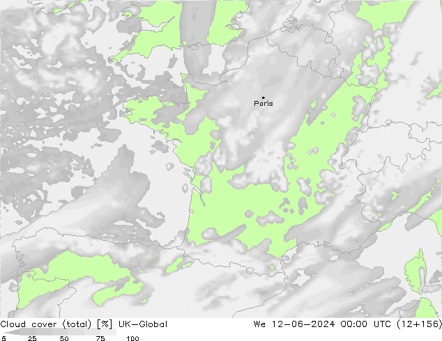 zachmurzenie (suma) UK-Global śro. 12.06.2024 00 UTC