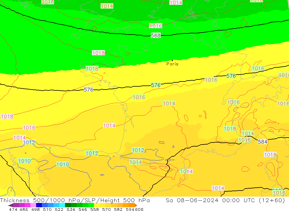 Thck 500-1000hPa UK-Global Sa 08.06.2024 00 UTC