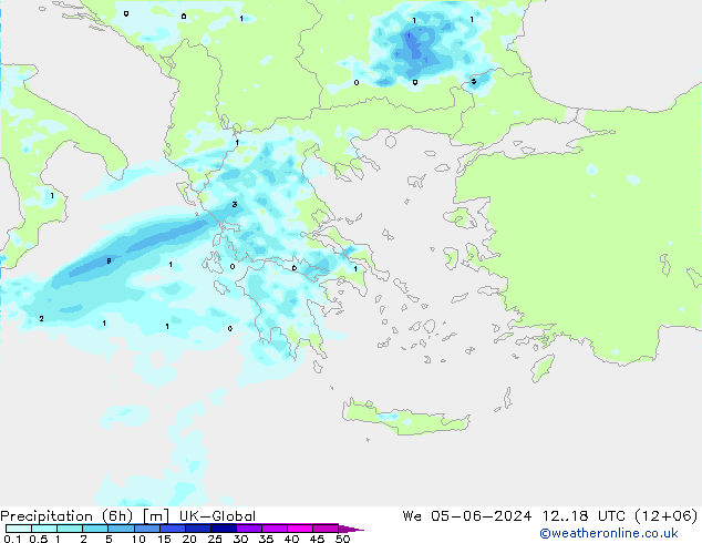 Precipitation (6h) UK-Global We 05.06.2024 18 UTC