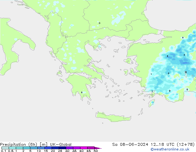 Precipitation (6h) UK-Global Sa 08.06.2024 18 UTC