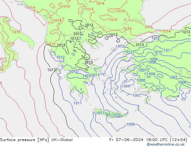 Luchtdruk (Grond) UK-Global vr 07.06.2024 18 UTC