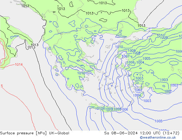 pression de l'air UK-Global sam 08.06.2024 12 UTC