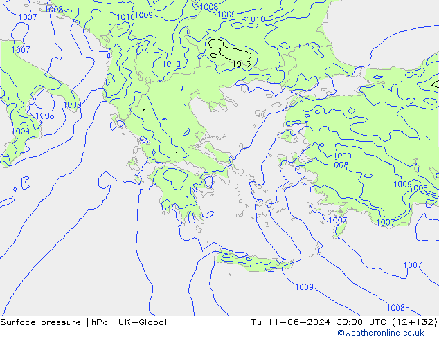 Luchtdruk (Grond) UK-Global di 11.06.2024 00 UTC