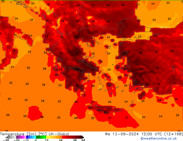 Temperature (2m) UK-Global We 12.06.2024 12 UTC