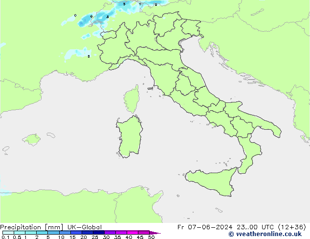 Precipitazione UK-Global ven 07.06.2024 00 UTC