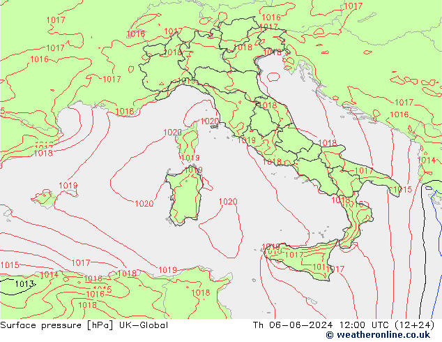 Surface pressure UK-Global Th 06.06.2024 12 UTC