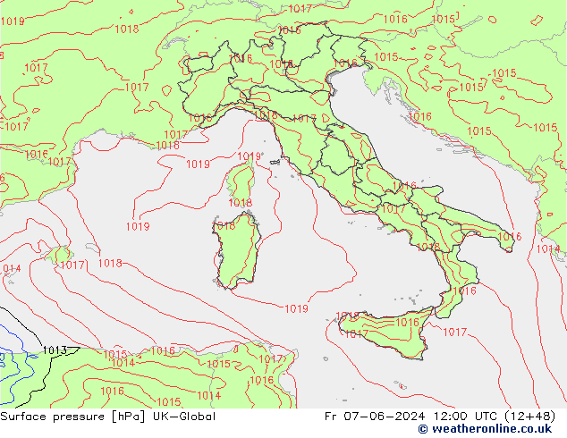 Surface pressure UK-Global Fr 07.06.2024 12 UTC