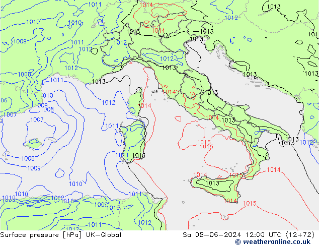 Surface pressure UK-Global Sa 08.06.2024 12 UTC