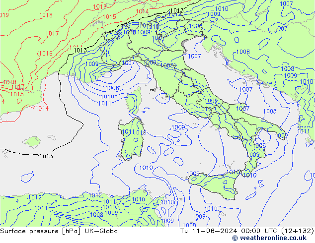 pressão do solo UK-Global Ter 11.06.2024 00 UTC