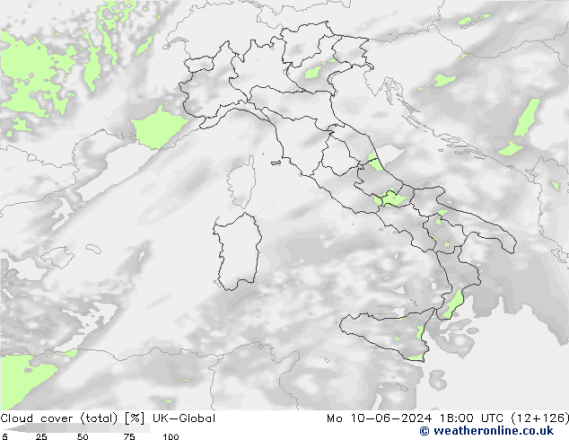 Nubes (total) UK-Global lun 10.06.2024 18 UTC