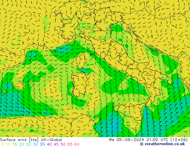 ветер 10 m UK-Global ср 05.06.2024 21 UTC