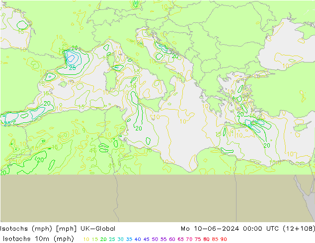 Isotachs (mph) UK-Global Mo 10.06.2024 00 UTC