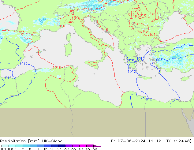 Srážky UK-Global Pá 07.06.2024 12 UTC