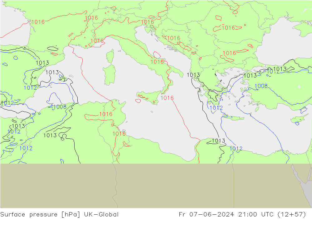 Surface pressure UK-Global Fr 07.06.2024 21 UTC