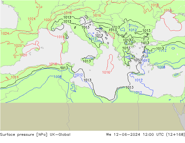 Yer basıncı UK-Global Çar 12.06.2024 12 UTC