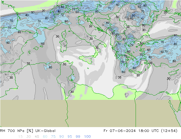 RH 700 hPa UK-Global Fr 07.06.2024 18 UTC