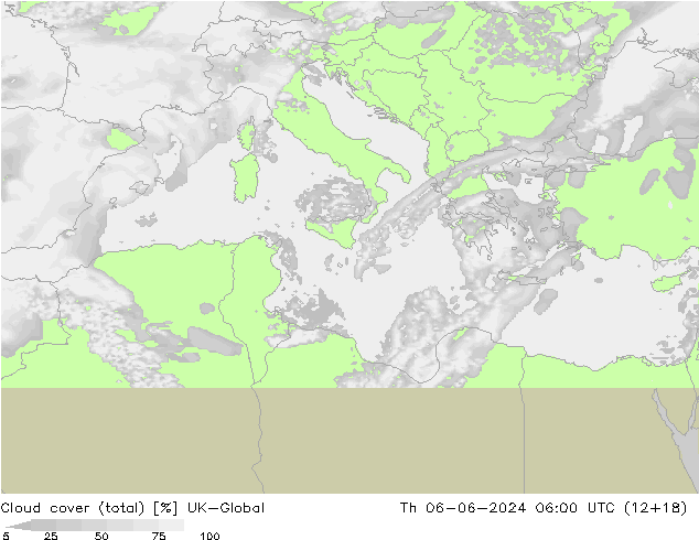 Nubes (total) UK-Global jue 06.06.2024 06 UTC