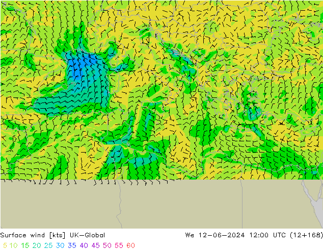 Rüzgar 10 m UK-Global Çar 12.06.2024 12 UTC