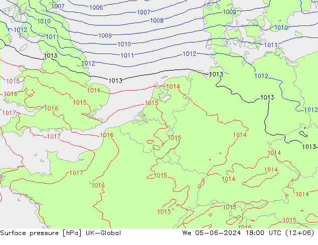 Surface pressure UK-Global We 05.06.2024 18 UTC