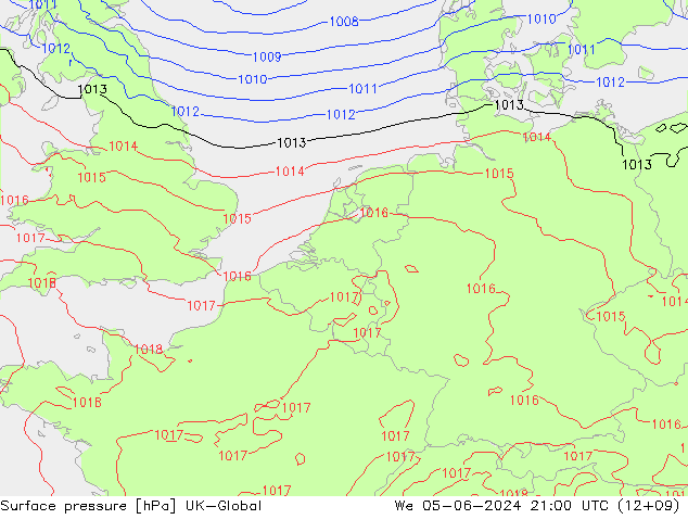 приземное давление UK-Global ср 05.06.2024 21 UTC