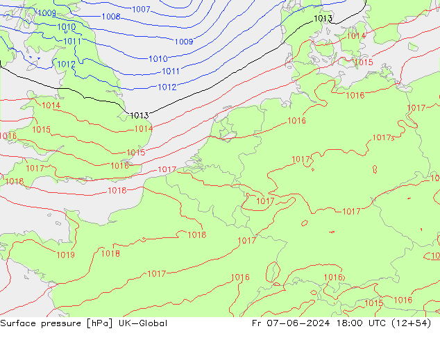 Surface pressure UK-Global Fr 07.06.2024 18 UTC