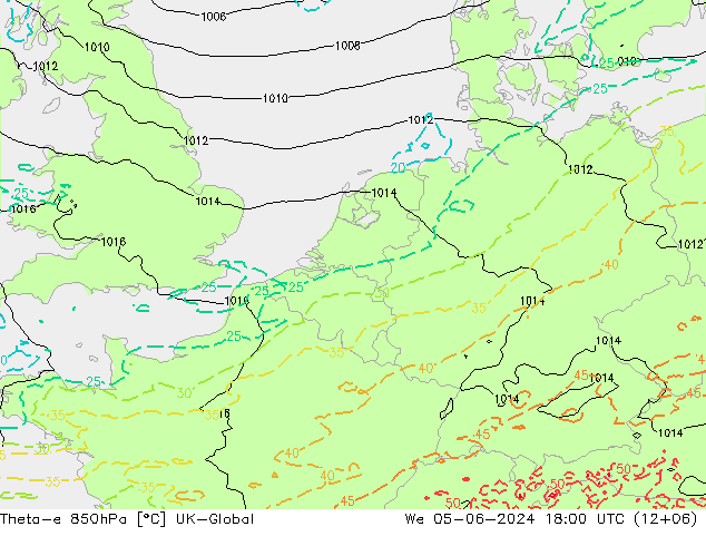 Theta-e 850гПа UK-Global ср 05.06.2024 18 UTC