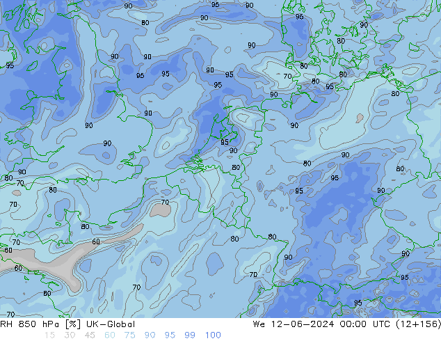 RH 850 hPa UK-Global śro. 12.06.2024 00 UTC