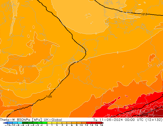 Theta-W 850hPa UK-Global wto. 11.06.2024 00 UTC