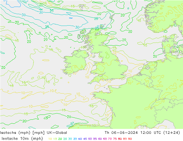 Isotachs (mph) UK-Global jeu 06.06.2024 12 UTC