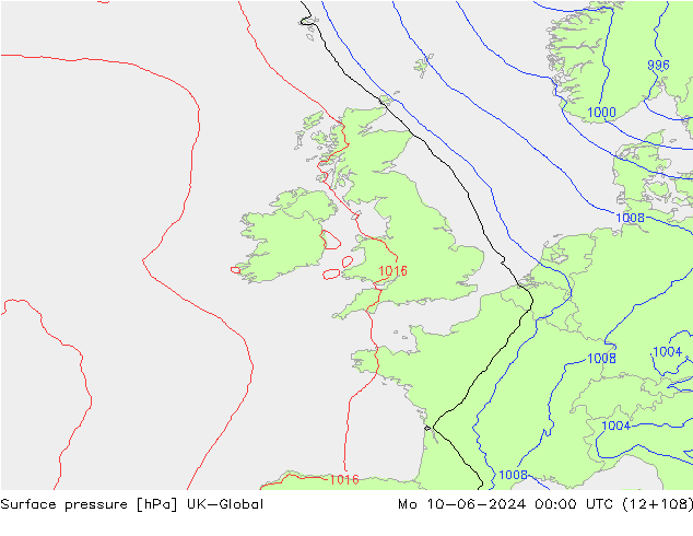 pression de l'air UK-Global lun 10.06.2024 00 UTC