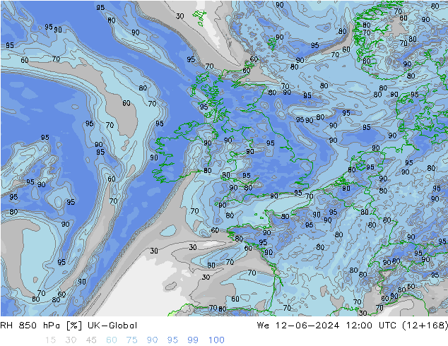 RH 850 hPa UK-Global Qua 12.06.2024 12 UTC