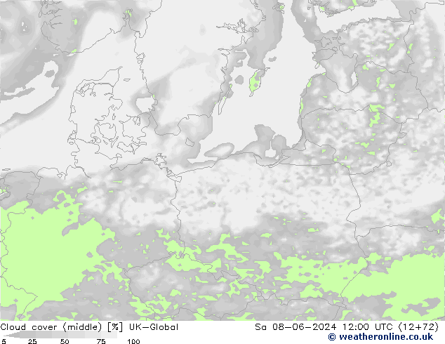 Nubes medias UK-Global sáb 08.06.2024 12 UTC