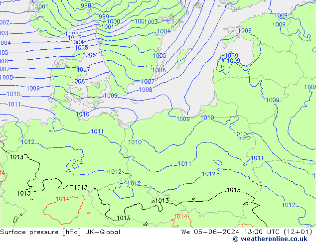Surface pressure UK-Global We 05.06.2024 13 UTC