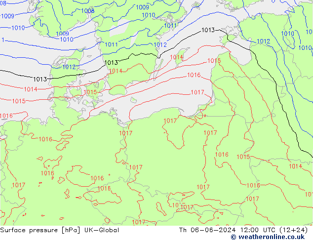 Surface pressure UK-Global Th 06.06.2024 12 UTC