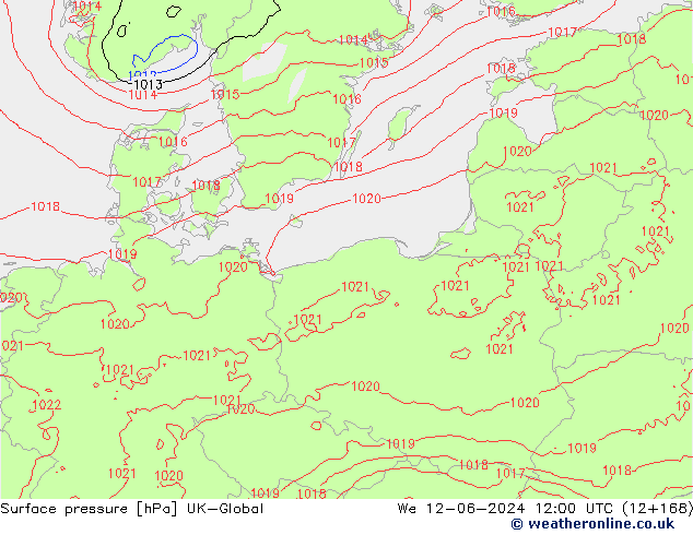 Surface pressure UK-Global We 12.06.2024 12 UTC