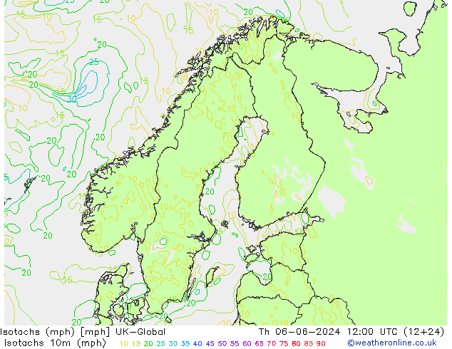 Isotachen (mph) UK-Global Do 06.06.2024 12 UTC