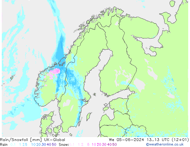 Regen/Schneefall UK-Global Mi 05.06.2024 13 UTC