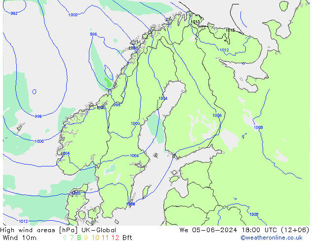 High wind areas UK-Global 星期三 05.06.2024 18 UTC