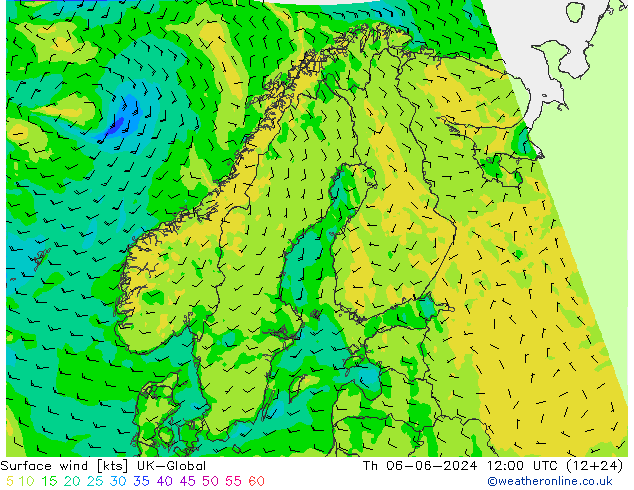 Surface wind UK-Global Th 06.06.2024 12 UTC