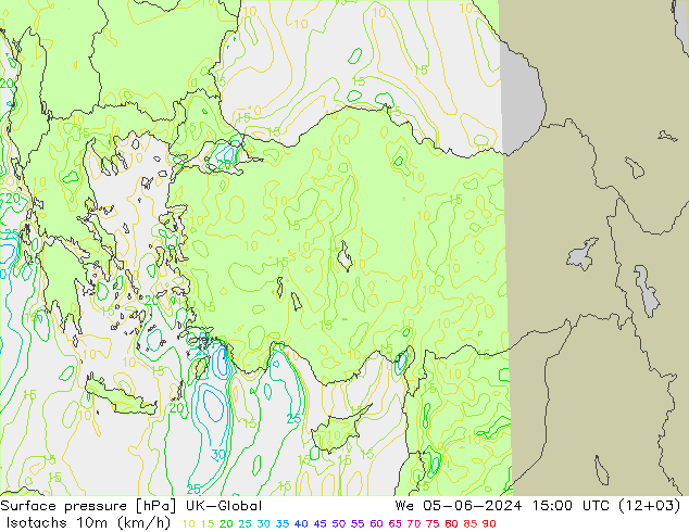 Isotachs (kph) UK-Global mer 05.06.2024 15 UTC