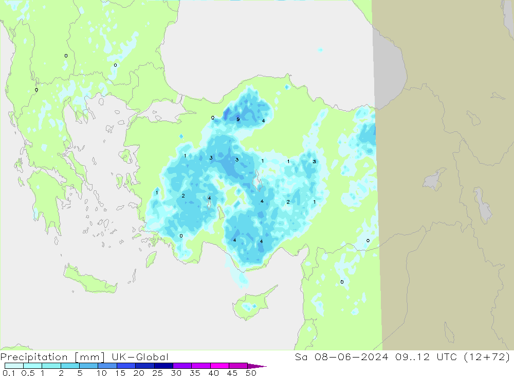 Precipitation UK-Global Sa 08.06.2024 12 UTC