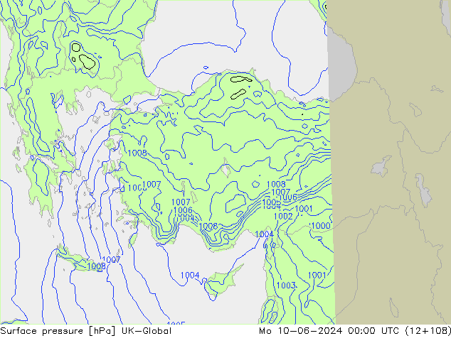 Atmosférický tlak UK-Global Po 10.06.2024 00 UTC