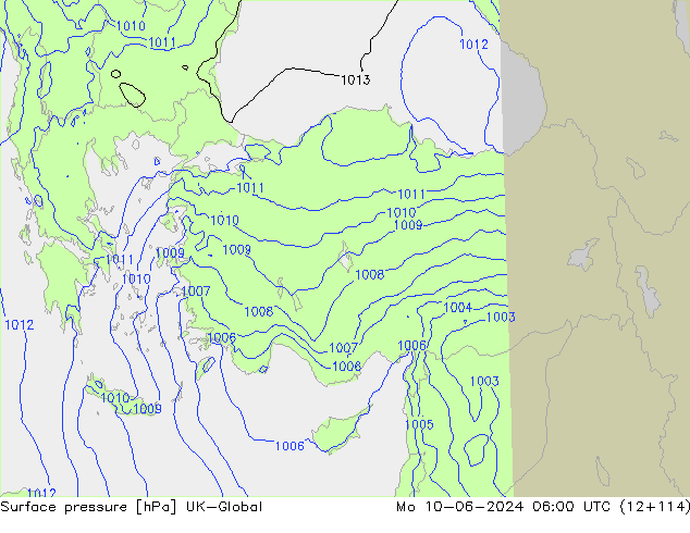 Atmosférický tlak UK-Global Po 10.06.2024 06 UTC